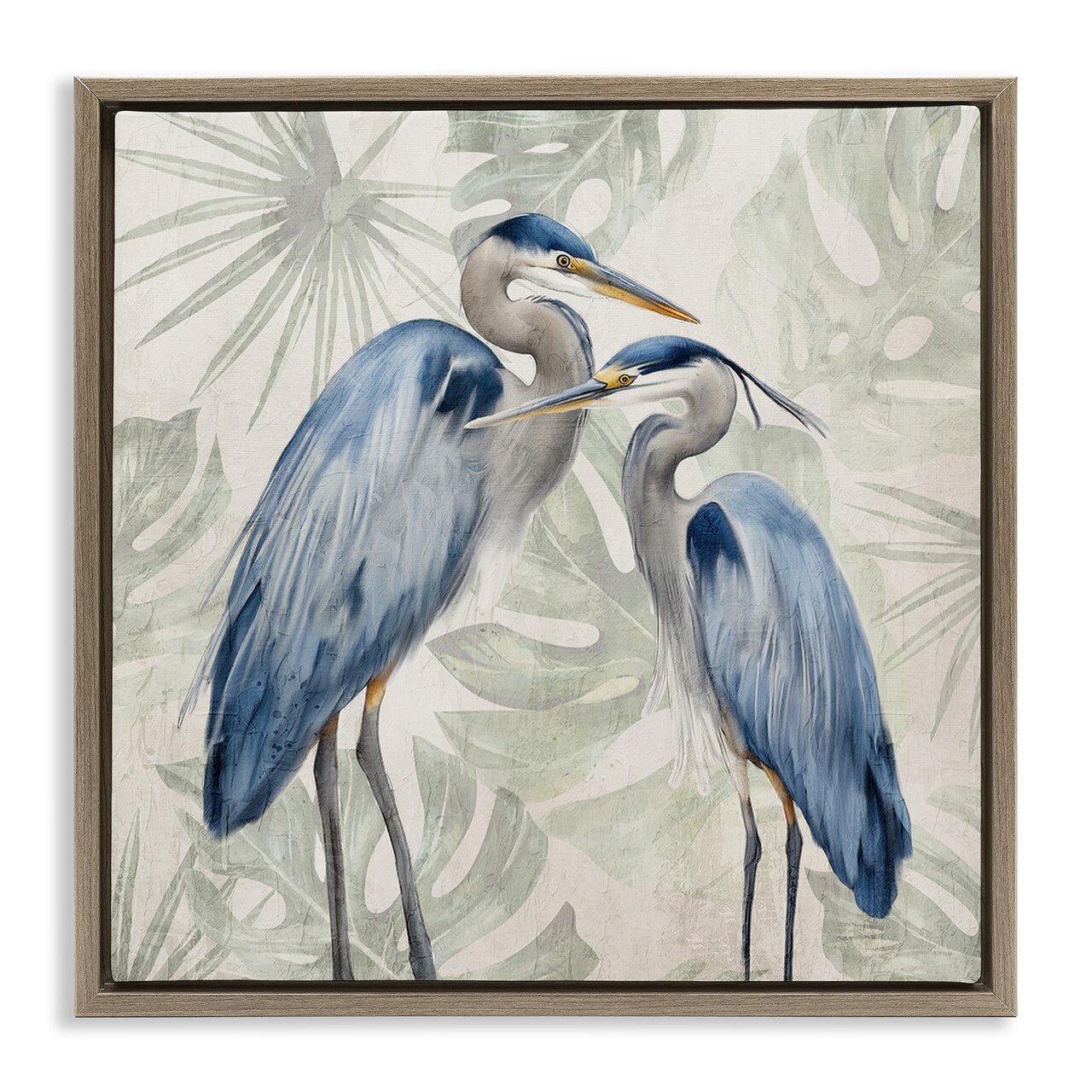 Stupell Industries Blue Heron Palm Leaves Floating Frame By Kim Allen